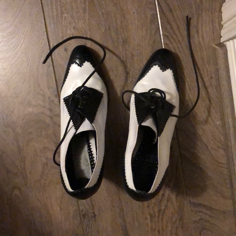 black and white heels
